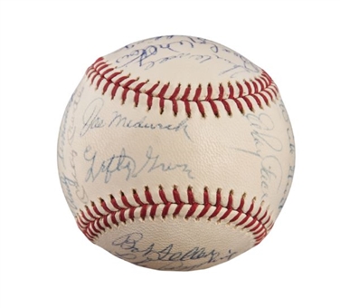 Hall of Famers & Stars 21 Signature Baseball Including Mantle, Grove, Medwick, Howard & Ruffing